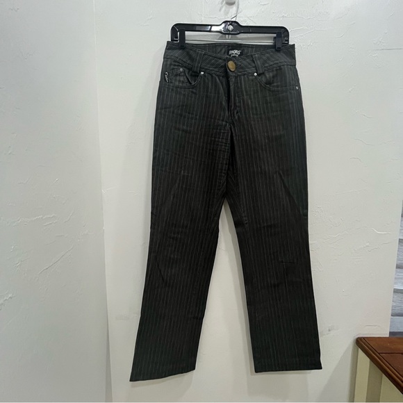 Angels Stretch Women Gray Stripped Jean Size 40 Made In Italy Big Button 1585 - Picture 1 of 14